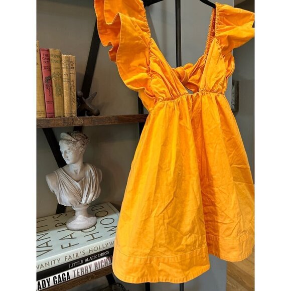 For Love & Lemons Clementine Mini Dress Orange Womens Size Medium - Picture 9 of 14